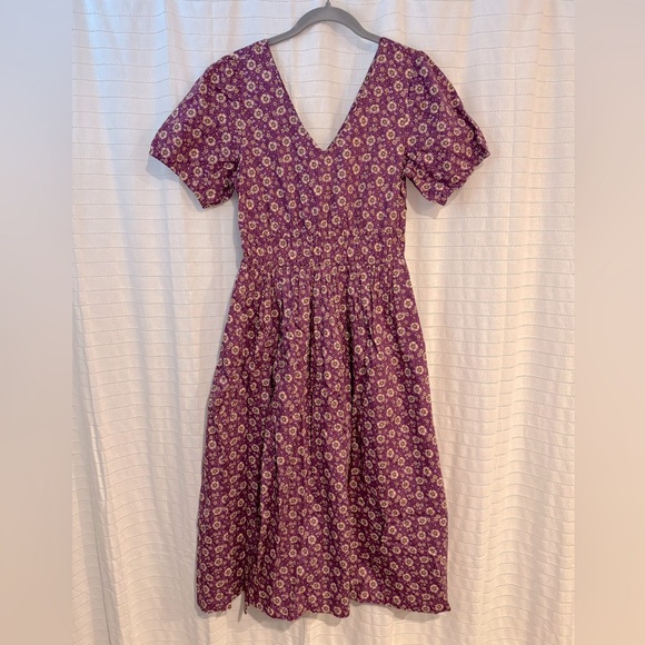 J. Crew Dresses & Skirts - NWOT J. Crew Purple Floral Smocked Waist Poplin Midi Dress with Pockets Size 4
